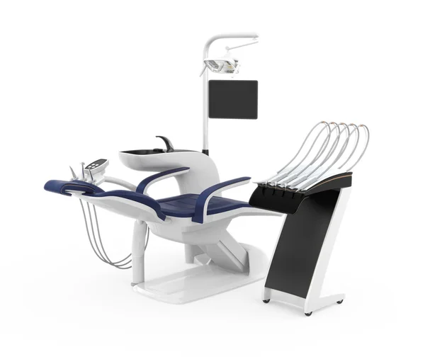 Chaise dentiste élégante isolée sur fond blanc. Chemin de coupe disponible — Photo