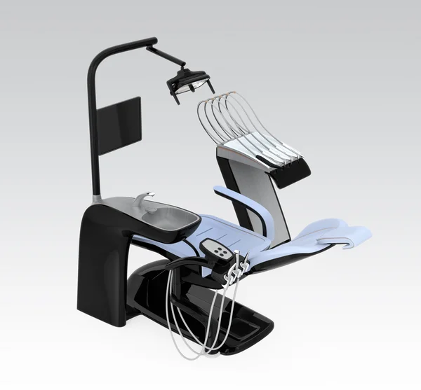 Cadeira de dentista elegante isolado em fundo cinza. Caminho de recorte disponível — Fotografia de Stock