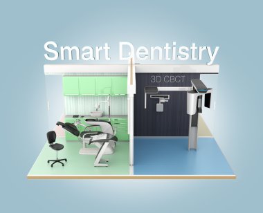 Front view of dental clinic with 'Smart Dentistry' text clipart