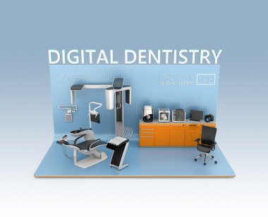 Digital dentistry concept. 3D rendering image with clipping path. clipart