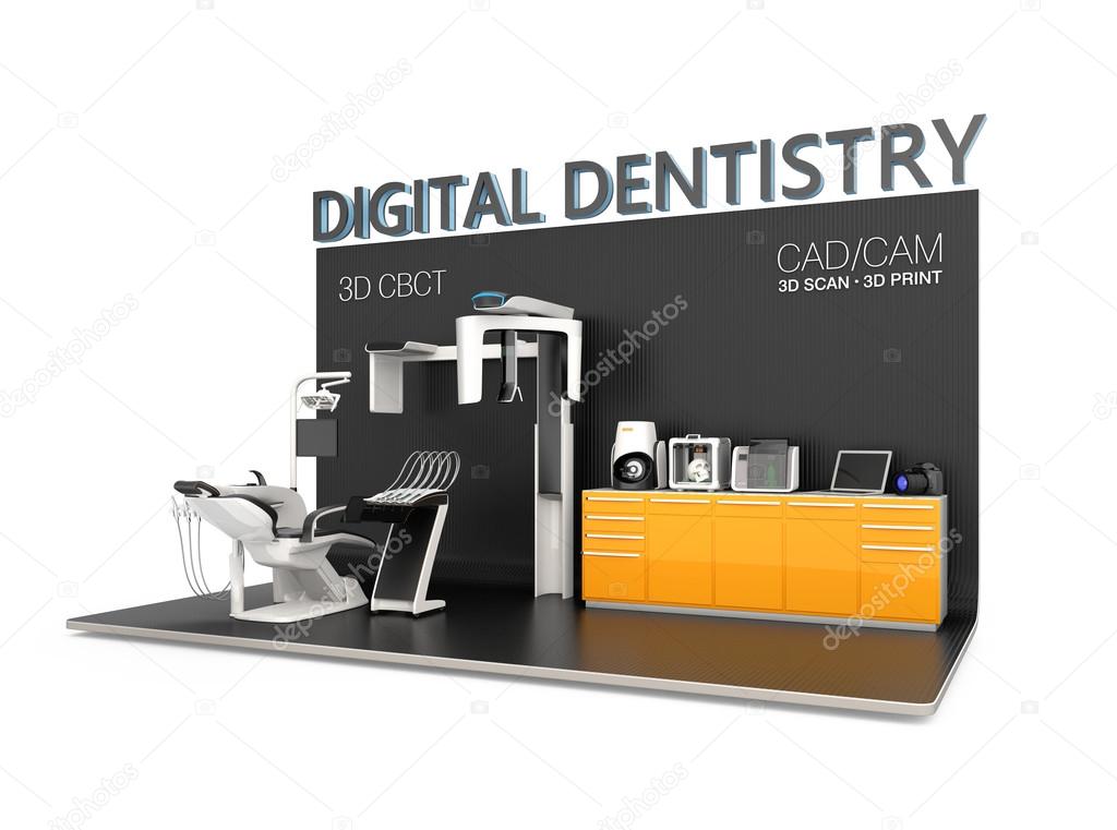 Digital dentistry concept. 3D rendering image with clipping path.