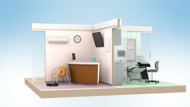 Looping animation of dental clinic interior — Stock Video