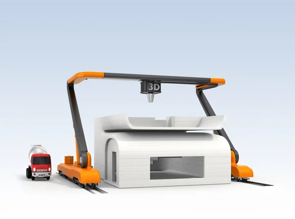 Endüstriyel 3d printerlere harcama maddeler ev modeli yazdırma — Stok fotoğraf