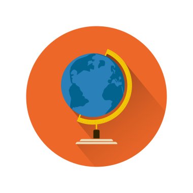 Dünya düz tasarım simge uzun gölge ile