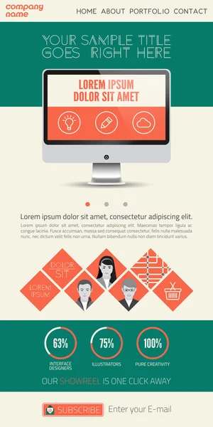 Landing page flat UI design — Stock Photo, Image