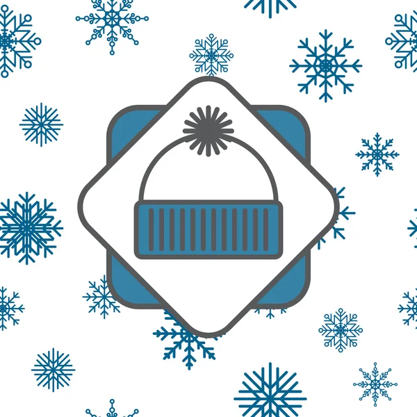 Beanie ikonen med sömlös snöflingor — Stockfoto