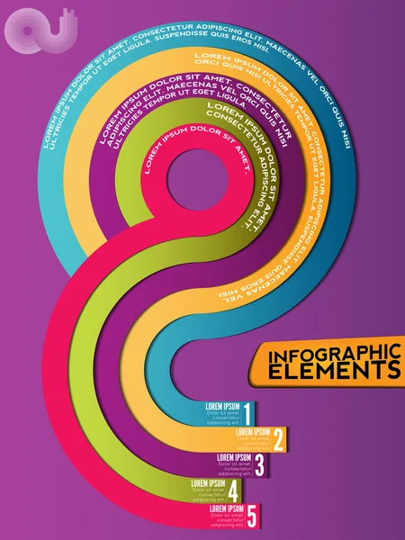 Folded info modelo de listras gráficas — Vetor de Stock