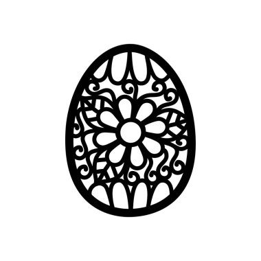 Paskalya Yumurtası El boyama kitabı için dekoratif elementler çizdi. Siyah ve beyaz.