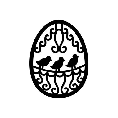 Paskalya Yumurtası El boyama kitabı için dekoratif elementler çizdi. Siyah ve beyaz.