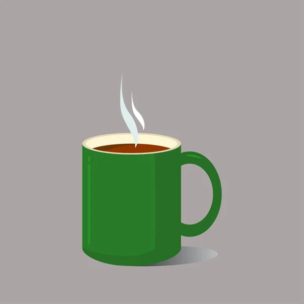 Gorąca Kawa Dymem Zielony Kolorowy Kubek Izolowany — Zdjęcie stockowe