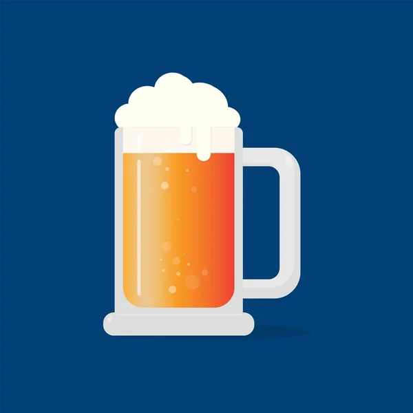 Bier Mok Vector Ontwerp Geïsoleerd Blauwe Achtergrond — Stockvector
