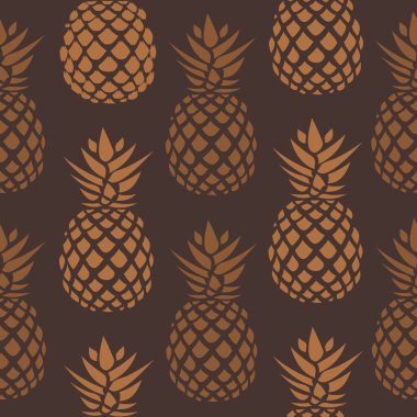 Kahverengi arka planda tekrarlanan ananas deseni