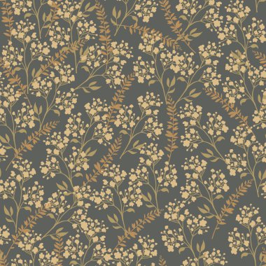 Mavi arkaplanda, kusursuz tekrarlayan çiçek deseni