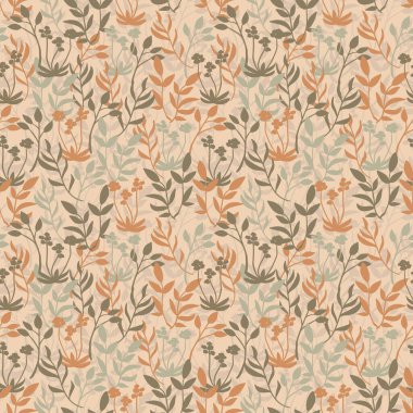 Bej arkaplandaki çiçeklerin kusursuz tekrarlayan deseni