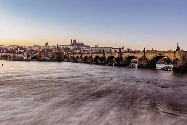 Pohled Pohlednice Noční Panorama Prahy Hlavní Město České Republiky Úžasná — Stock fotografie