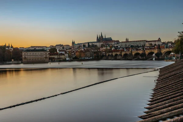 Postal Vista Noche Panorama Praga Capital República Checa Increíble Paisaje —  Fotos de Stock