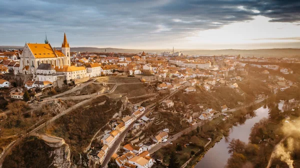 Вид Воздуха Зноймо Южная Моравия Чешская Республика Свято Николаевский Собор — стоковое фото