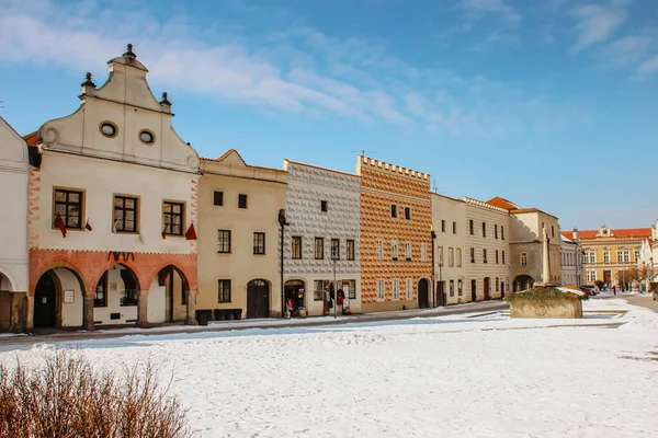 Telc République Tchèque Ville Patrimoine Unesco Avec Des Maisons Renaissance — Photo
