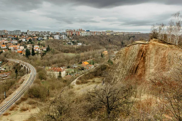 Вид Природный Заповедник Прохладное Чешский Пейзаж Глубокими Аллеями Местными Ручейками — стоковое фото