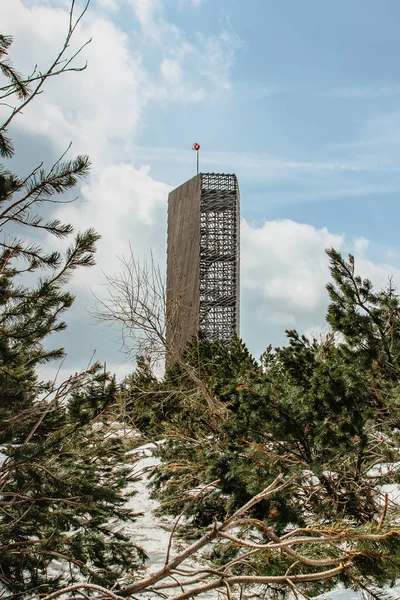 Velka Destna Lookout Tower Σχήμα Ακανόνιστου Πενταγώνου Orlicke Mountains Τσεχία — Φωτογραφία Αρχείου