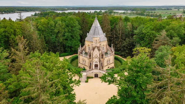 Aerial Drone View Schwarzenberg Tomb Trebon Czech Republic Neo Gothic — Stock Photo, Image