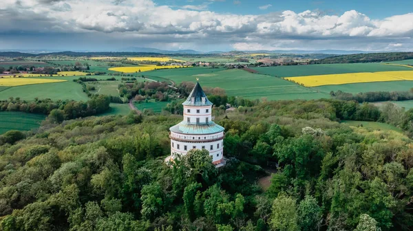 Aerial View Humprecht Chateau Surrounded Beautiful Spring Landscape Czech Republic — Stock Photo, Image