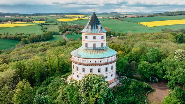 Aerial View Humprecht Chateau Surrounded Beautiful Spring Landscape Czech Republic — Stock Photo, Image