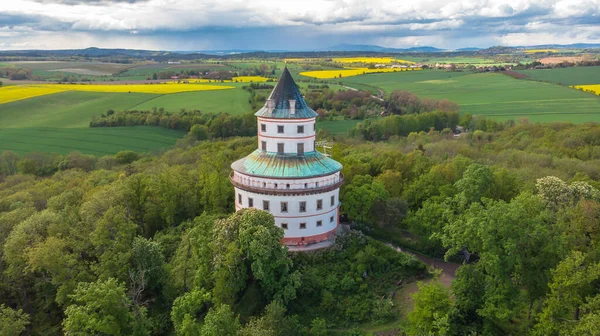 Aerial View Humprecht Chateau Surrounded Beautiful Spring Landscape Czech Republic — Stock Photo, Image