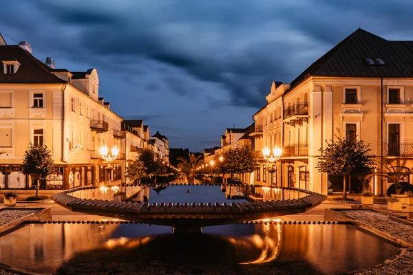 Fountain Frantiskovy Lazne Sunset Czech Republic Lovely Spa Town West — Stock Photo, Image