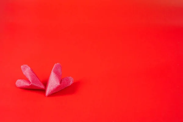 Minimal Flat Lay Valentine Day Decoration Item Paper Heart Red — Stock Photo, Image