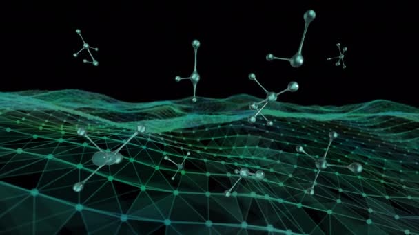 Moleküllerle Bağlantı Ağlarıyla Dijital Arayüzün Animasyonu Dijital Olarak Oluşturulan Küresel — Stok video