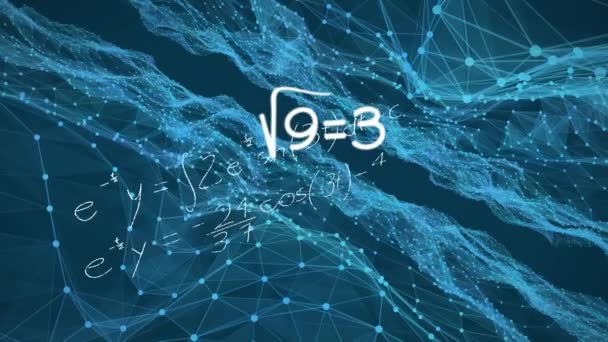Animation Der Digitalen Schnittstelle Mit Mathematischen Gleichungen Netzwerk Von Verbindungen — Stockvideo