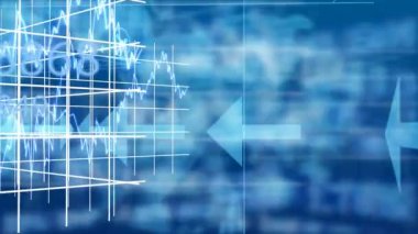 Simgeler ve veri işleme ile dijital arayüzün animasyonu. Dijital olarak oluşturulan küresel bilgisayar ağı teknolojisi kavramı.