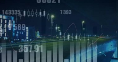 Simgeler ve veri işleme ile dijital arayüzün animasyonu. Dijital olarak oluşturulan küresel bilgisayar ağı teknolojisi kavramı.