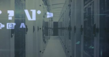 Simgeler ve veri işleme ile dijital arayüzün animasyonu. Dijital olarak oluşturulan küresel bilgisayar ağı teknolojisi kavramı.