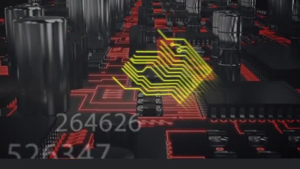 Animación Interfaz Digital Con Iconos Procesamiento Datos Concepto Tecnología Red — Vídeo de stock