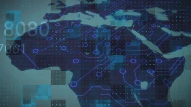 Animație Interfață Digitală Icoane Prelucrarea Datelor Conceptul Global Tehnologie Rețelei — Videoclip de stoc
