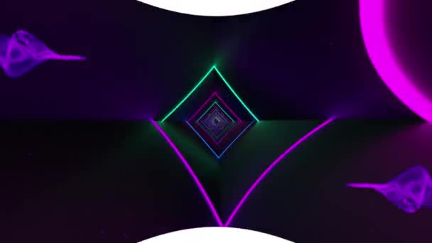 Animation Glowing Code Green Purple Neon Elements Black Background Global — Stock Video