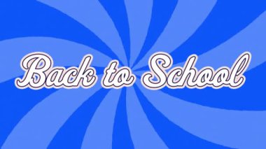 Mavi arka planda dönen dairelerle okul metninin dijital animasyonu. eğitim ve okul konsepti