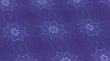 Mavi kaleydoskopik şekillerin dijital animasyonu mor arka planda hipnotik hareketlerle hareket ediyor. hareket kavramı dijital olarak oluşturulmuş video