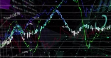 Siyah arkaplanda bağlantı ağı ve veri işleme ağı ile dijital arayüzün animasyonu. Dijital olarak oluşturulan küresel bilgisayar ağı teknolojisi kavramı.