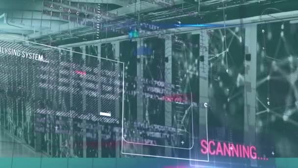 Animasi Pemrosesan Data Grafik Yang Muncul Atas Ruangan Yang Terbuat — Stok Video