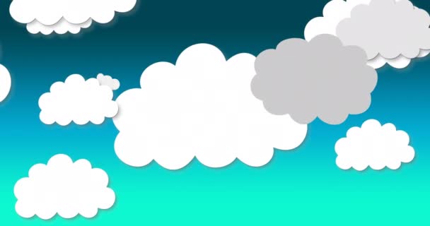 Animazione Digitale Più Icone Cloud Che Cadono Sfondo Sfumato Blu — Video Stock