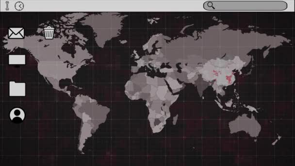 Animation Numérique Plusieurs Onglets Avec Icône Danger Texte Virus Contre — Video