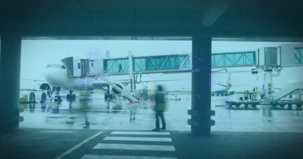 공항에서 동작을 사람들을 대상으로 화이트 애니메이션 디지털 비디오로 — 비디오
