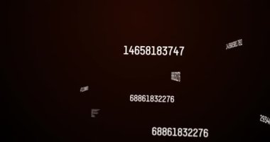 Kahverengi arkaplan üzerinde değişen beyaz sayılar ve veri işleme animasyonu. dijital arayüz istatistik matematik bilimi konsepti dijital olarak oluşturulmuş resim.