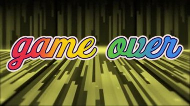 Arka planda parlayan yeşil çizgiler üzerinde gökkuşağı metni üzerinde retro oyun animasyonu. gurur retro renk ve hareket konsepti dijital olarak oluşturulmuş görüntü.