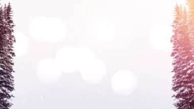 Ağaçlarla kaplı kış manzarasına düşen kara karşı ışığın dijital animasyonu. Noel kutlaması geleneği