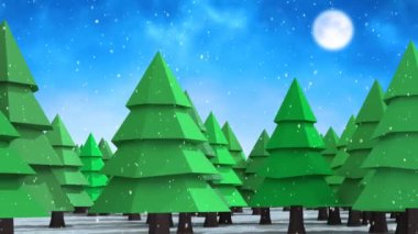 Arka plandaki mavi gökyüzüne sırayla düşen karların dijital animasyonu. Noel kutlaması geleneği