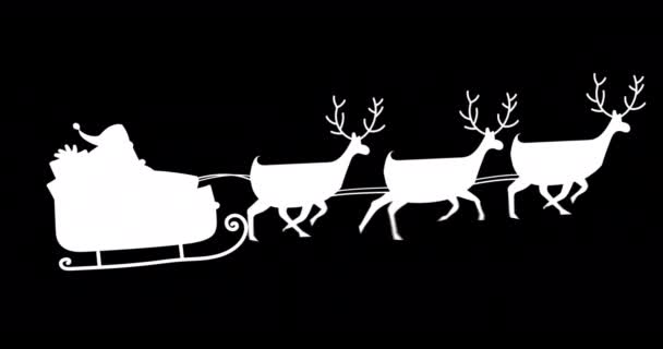 Noel Baba Nın Siluetinin Dijital Animasyonu Kızaktaki Noel Ağacı Ren — Stok video